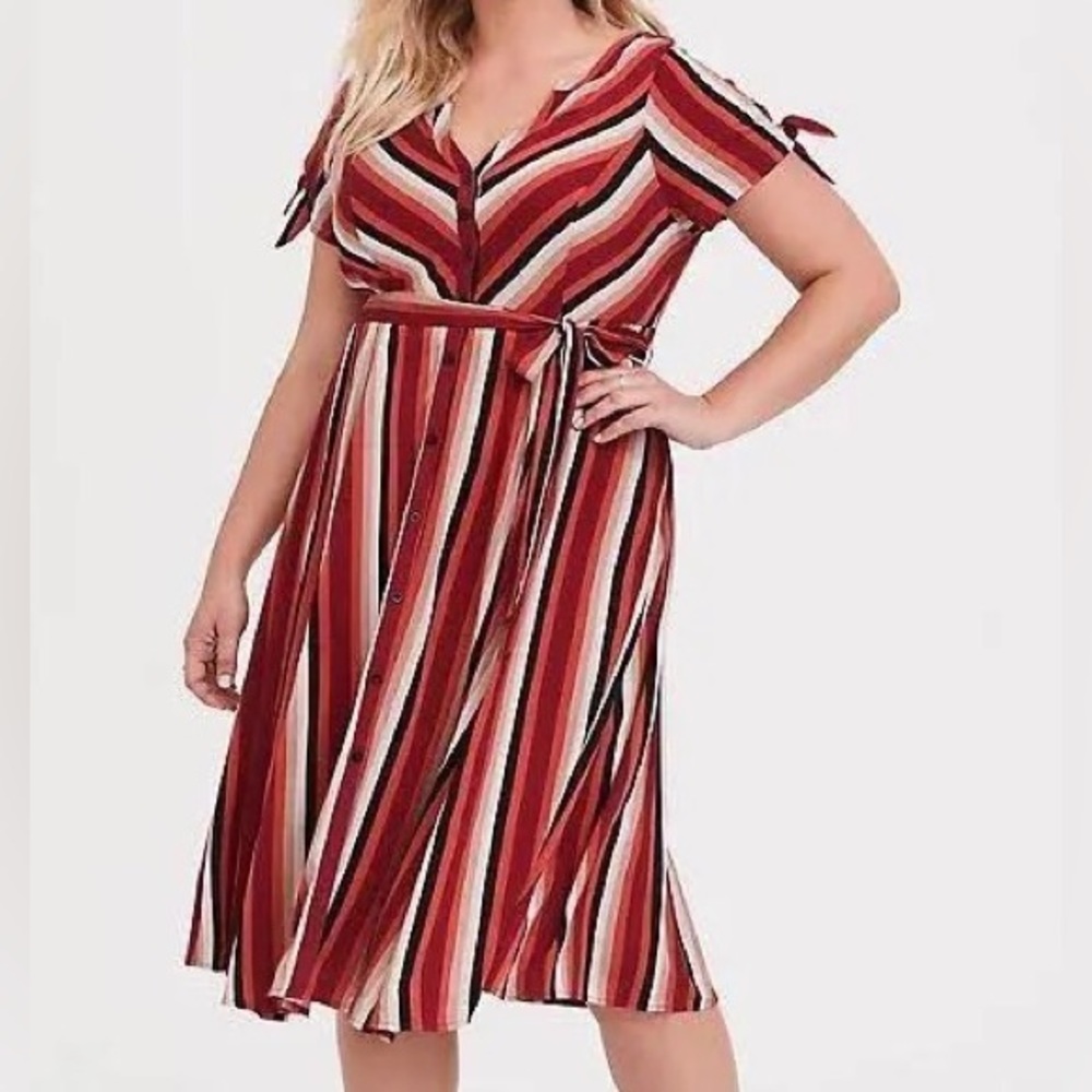 Torrid Striped Challis Midi Dress